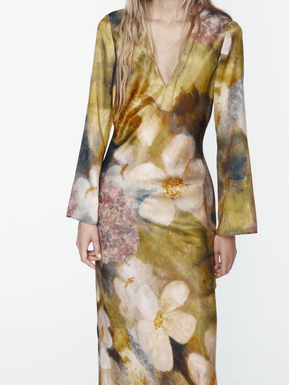 Zara long satin floral maxi dress